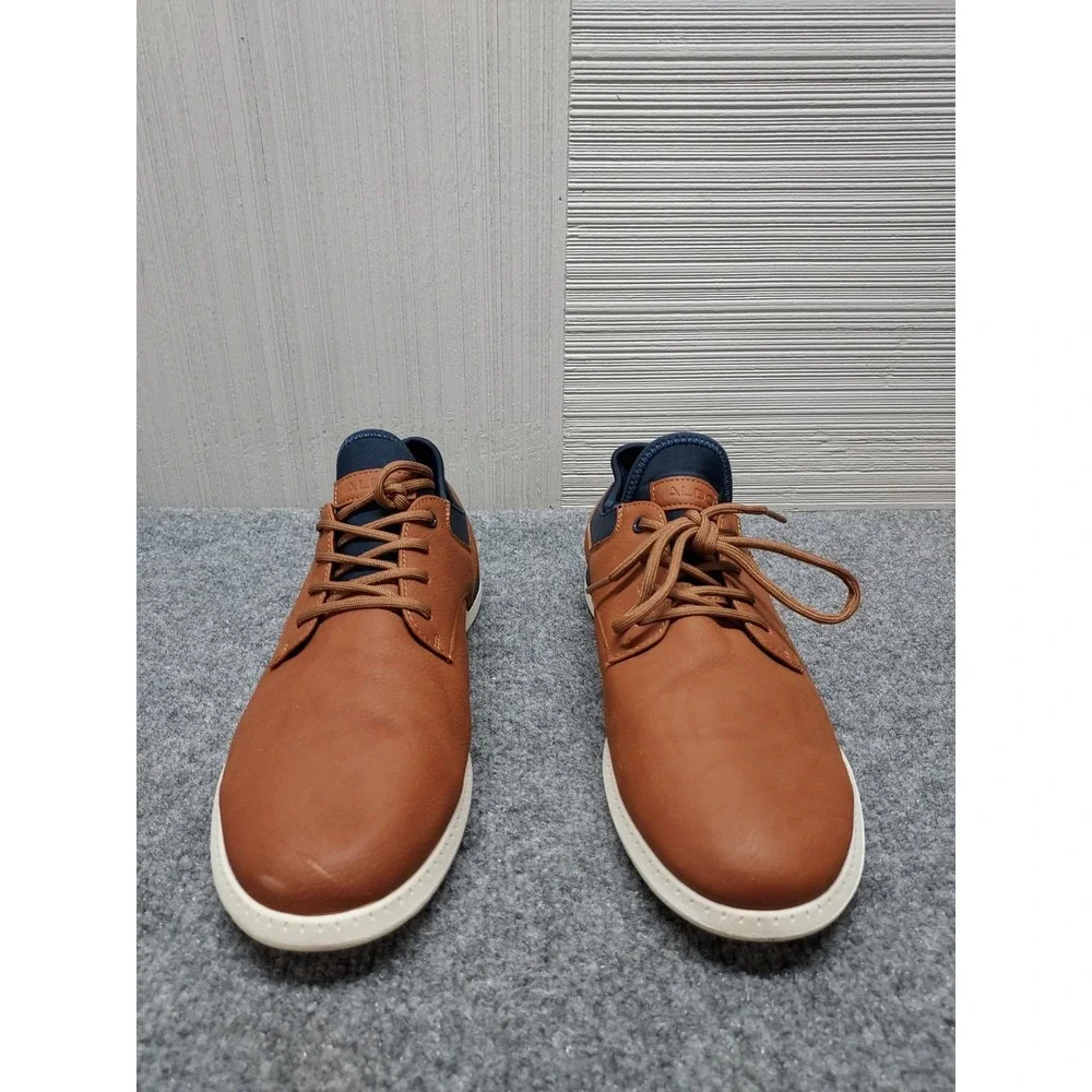 Aldo Men Dress Shoe 9.5 Brown Leather Derby Colby Lace Up Round Toe Business